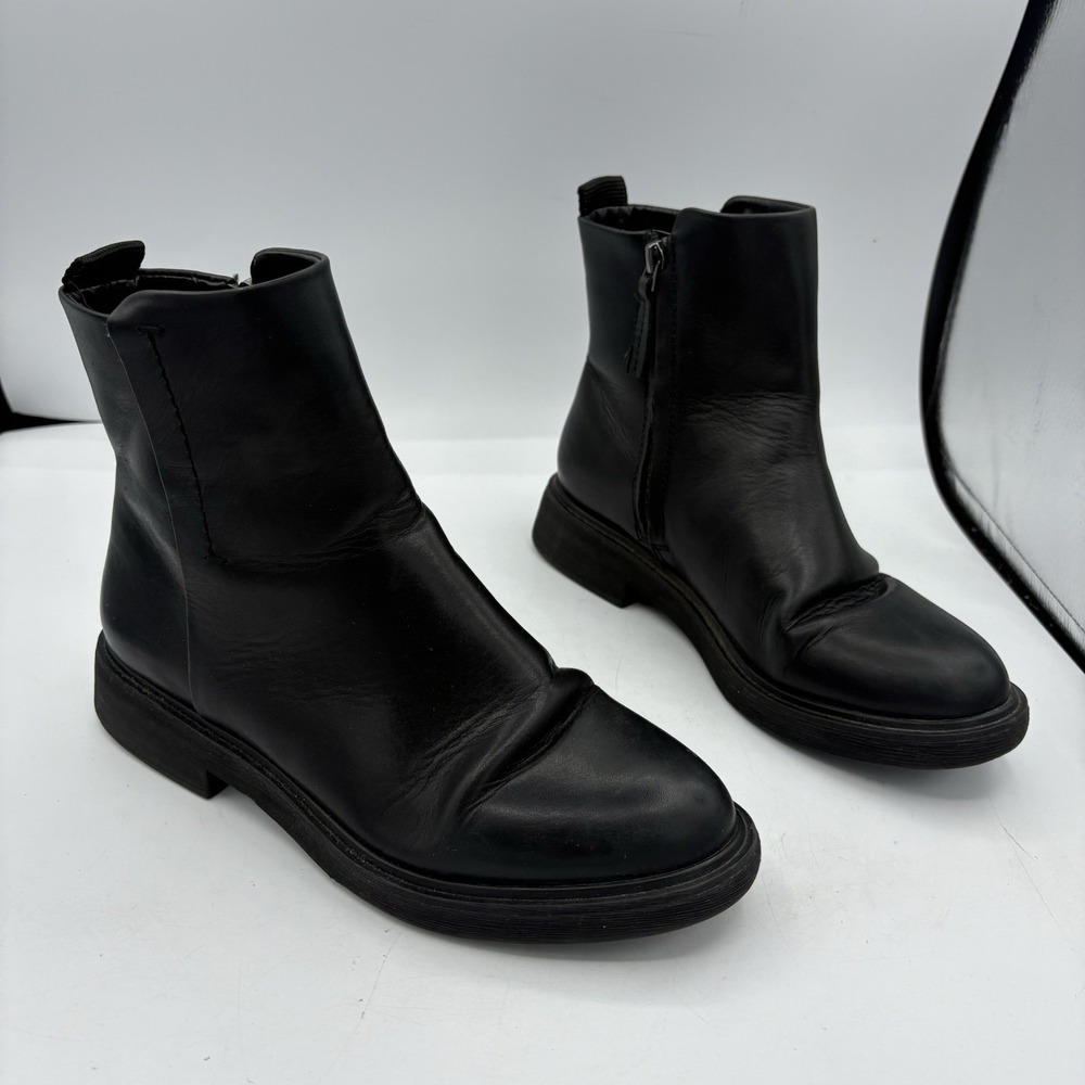 Franco Sarto Boots Womens Size 7 Beam Black Leather Ankle Booties